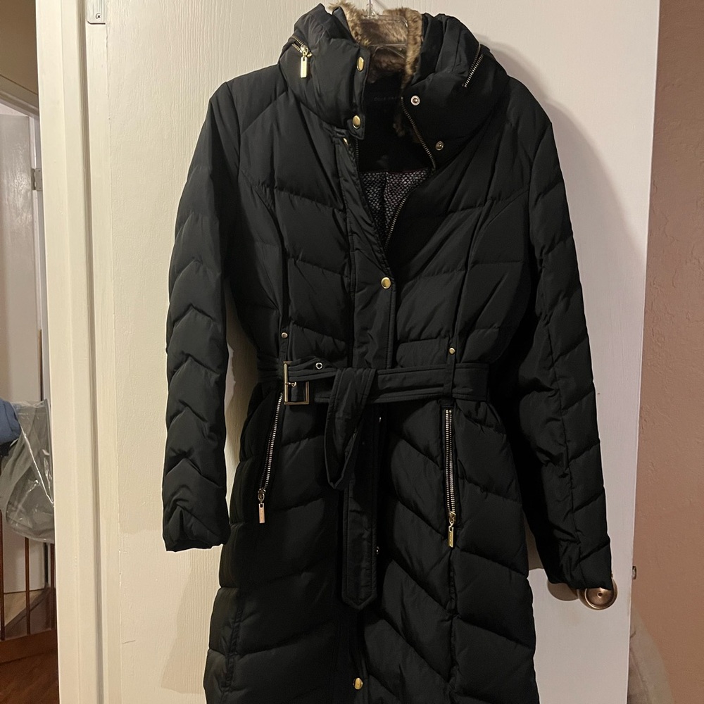 COLE HAAN *New* Chic Black Full-Length Belted Puffer - Small